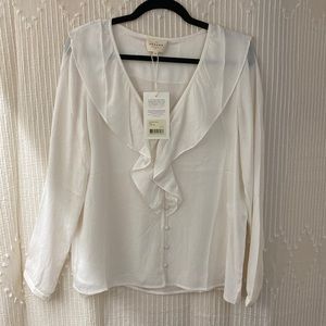 Sezane Silk Priscille Blouse in Ecru